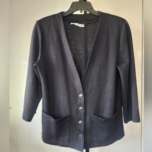 Black Button Up Cardigan Sweater, Size 14